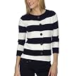 GO International&reg; Striped Sweater - White/Ebony