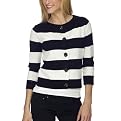 GO International&reg; Striped Sweater - White/Ebony