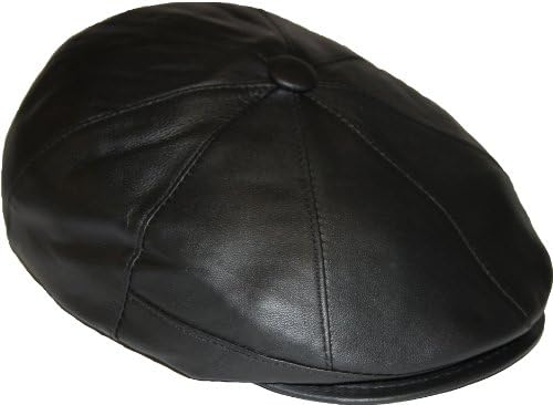 Classic Lambskin Geniune Leather Newsboy/cabbie Hat Cap, One Size, Black