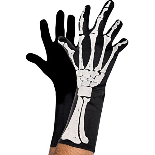 Amscanamscan Black Polyester Skeleton 3D Gloves (Adult Size) - 1 Pair - Perfect for Halloween, Cosplay & Stylish Comfort