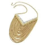Gold Plated Chic Multi Chain Crystal Bib Necklace