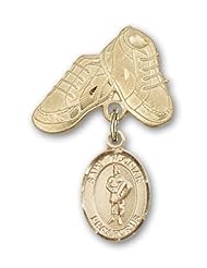 Gold Filled Baby Badge with St. Florian Charm and Baby Boots Pin