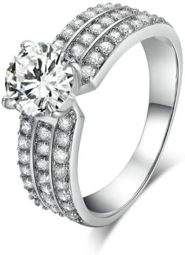 Yoursfs 1Ct Shining Crystal Engagemant Wedding Ring 18K White Gold Plated (9)