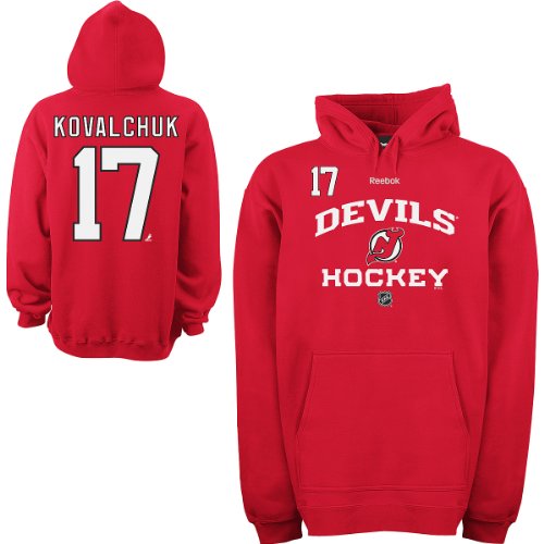 Reebok New Jersey Devils Ilya Kovlachuk Authentic Team Hockey Player Hooded Sweatshirt Extra Large