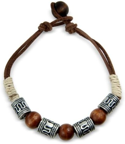 Mens bracelet beaded surfer style in dark brown - arrives in attractive gift bag - matching necklace available