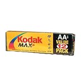 Kodak AA Batteries, 1.5 volt Alkaline, Pack of Twelve.
