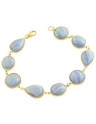 14 Karat Yellow Gold Blue Lace Agate Bracelet (7.25 Inch)