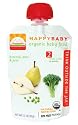 HAPPYBABY Organic Baby Food, Stage 2, Broccoli, Peas & Pear, 3.5-Ounce Pouches (Pack of 16)