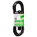 Woods 990261 16/3 SJTW General Purpose Extension Cord, Black, 15-Foot