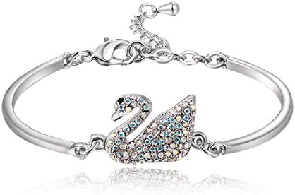 Old Rubin Fashion Jewelry Gift for Women Girls "Elegant Swan" White Gold Plated Popular Swarovski Elements Crystal Bracelet Bangle - Non Allergic and Environmental Friendly