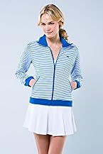 Long Sleeve Cotton Fleece Fine Striped Zip Front Sweatshirt