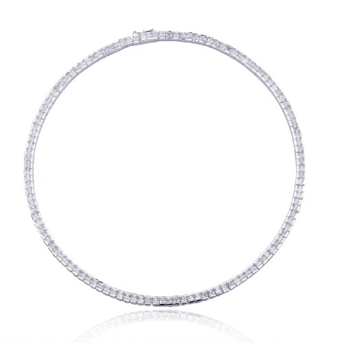 SS Channel Set Princess Cut CZ 16″ Tennis Necklace