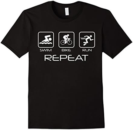Men's Swim Bike Run Repeat T shirt XL Black