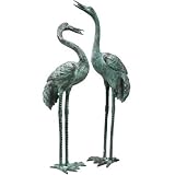 Large Bronze Crane Set