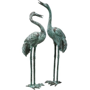 Large Bronze Crane Set