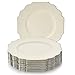 20 Premium Reusable Plastic Dinner Plates | Baroque - Ivory | 10.75