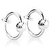 JewelrieShop Spring Hoop Earrings Clip on Earrings Fake Earrings Non Pierced Cartilage Earrings for Men Women (#05. Silver Tone with Moving Beads x 1 Pair)