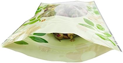 Duttek 7 Wire Zip Top Window Bag Three Color Printing Transparent Stand up Zipper for Coffee, Dried Fruits, Tea, Herbs, Grain, Cosmetics, Facial Mask,leisure Food Bags Pouches with Valve, (Pack of 10)
