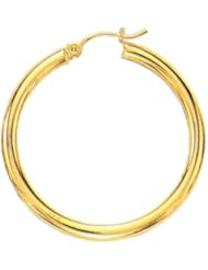 14k Real Yellow Gold Hoops Hoop Earrings Tubular 4 X 40mm