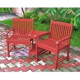Acacia Wood Outdoor Corner Double Chair in Red ( Red ) ( 35 &acute; H x 62.25 &acute; W x 23.5 &acute; D ) - B001I0I2HE