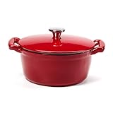 Sabatier 5-1/2-Quart Cast Iron Dutch Oven, Red