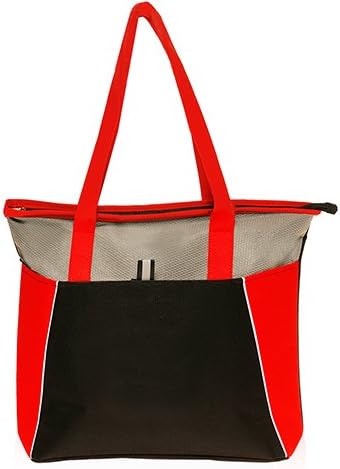 Shopping Tote Bag With Front Pocket by Sacko (Red)