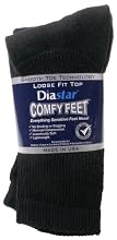 Diastar Comfy Feet Diabetic Socks, Black, 10-13, 3 pack