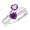 10k White Gold Double Heart-Shaped Amethyst with Diamonds Heart Ring, Size 6