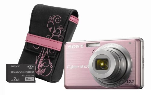 Sony Cybershot DSC-S980 12MP Digital Camera with 4x Optical Zoom with Super Steady Shot Image Stabilization with Case and 2GB Memory Stick (Pink)