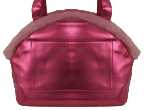 Designer Dog Carrier - Open Top Metallic Totes Pet Carrier - Raspberry