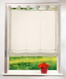 Raffrollo Voile UNI mit Schlaufen, 160x100, Creme, 61008