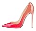 Guoar Women's Stiletto Big Size Court Shoes Pointed Toe Colourful Patent Pumps for Wedding Party Dress