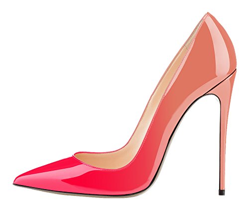 Guoar Women's Stiletto Big Size Court Shoes Pointed Toe Colourful Patent Pumps for Wedding Party Dress