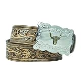 Childrens Oak Leaf Embossed 1 1 4 Belt w  Cowboy Buckle. by Yourtack