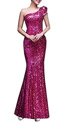 Junior Floor Length Sequined One Shoulder Mermaid Bandage Dress/Evening Dress/Bridesmaid Dress/Prom Dress/Wedding Dress 