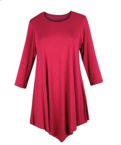 MILANKERR Women's Casual Plus Size 3/4 Sleeve Irregular Hem Dress Basic Shirt