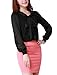Allegra K Women Sheer Sleeve Panel Blouses Office Shirts Bow Tops