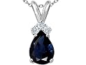 1.32 cttw Genuine Sapphire and Diamond Pendant in 14k White Gold LIFETIME WARRANTY