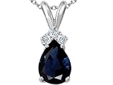 1.32 cts Genuine Sapphire and Diamond Pendant - 14kt White or Yellow Gold