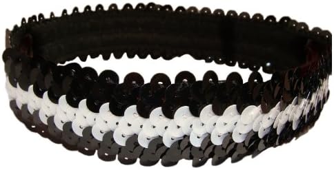Sequin Headbands Glitter Sparkly Elastic Stretch Sports Softball Headband By Kenz Laurenz® as seen in the 2013 Emmy Awards Swag Bag (Black and White)