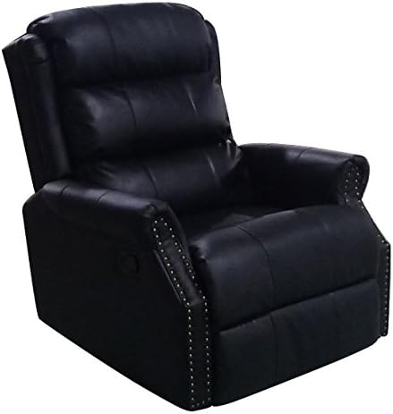 EZ Lounge Modern Leather Sideress Recliner Club Chair, Black
