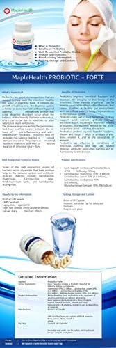 MapleHealth Probiotics-Forte | Probiotics to aid in digesting food, and enhance the synthesis of vitamins, and also improving calcium absorption. Keeps balance of intestinal micro flora. Protects against harmful bacteria, viruses and fungi. Helps produce B vitamins, vitamin K, and in the absorption of minerals