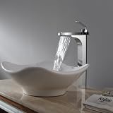 Kraus C-KCV-135-14800CH White Tulip Ceramic Sink and Fantasia Faucet Chrome