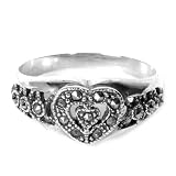 Sterling Silver Marcasite Ring - Size: 5-9