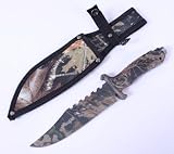 Yes4All Camo Coated H153B HUNTING SURVIVAL TACTICAL KNIFE BOWIE FIXED BLADE + Camo Nylon Sheath - ²HAFHZ