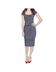 Cotton/Polyester Scoop Neck Summer Vintage Dots Print Bodycon Dress 
