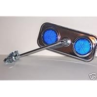 Rectangle Chrome Mirror with Blue Reflector Bike Bicycle