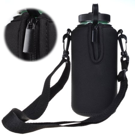 KLOUD City® Neoprene Water Bottle Sleeve Insulator Cooler Koozie with Adjustable Shoulder Strap for 32 Oz.Wide Mouth Sport Water Bottle