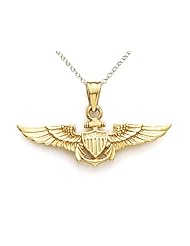 14kt Yellow Gold US Air Force Pilot Wings Pendant - Chain Included