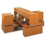 Align Four Person Workstation Light Cherry Finish/Gray Accents